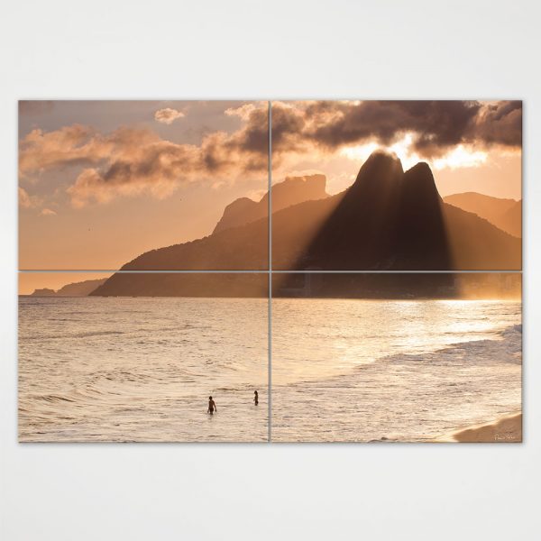 Painel Modular – Entardecer na Praia de Ipanema e Leblon com Dois Irmãos e Pedra da Gávea 3