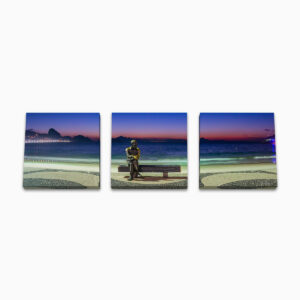Quadro Canvas Modular – Amanhecer em Copacabana com Drummon…